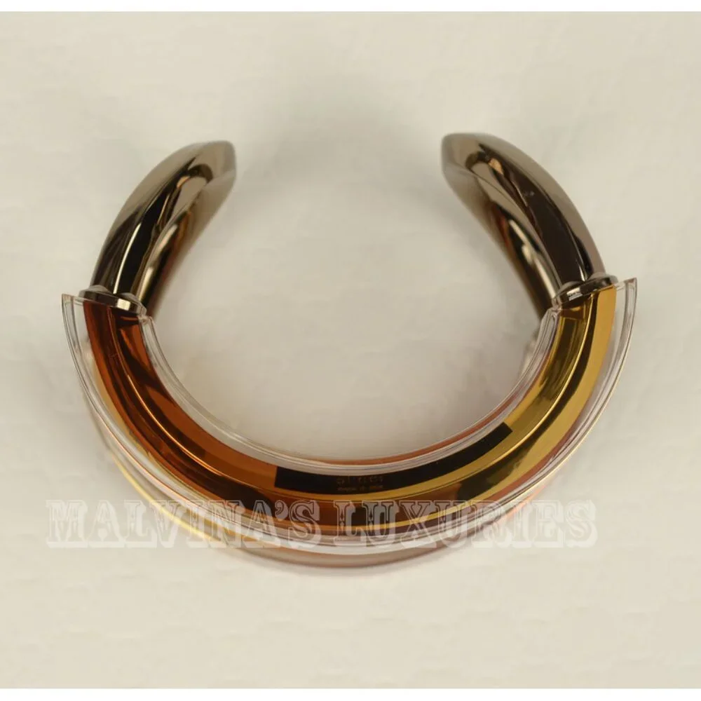 GUCCI BRACELET ORANGE RESIN & METAL CUFF SIGNATURE LOGO sz 17 - Picture 7 of 8